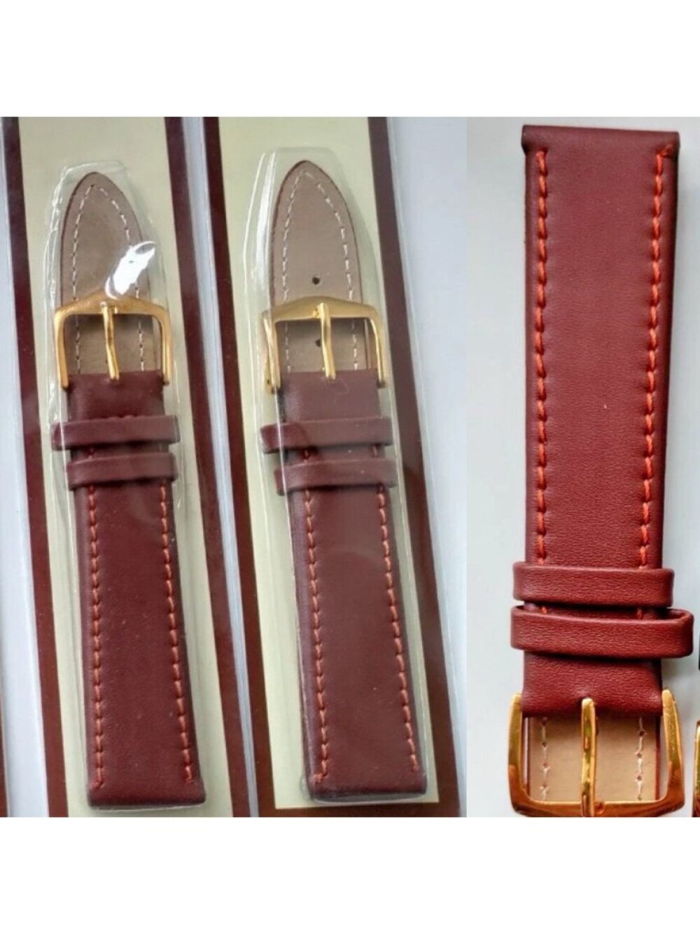 Brown High-Quality Two-Piece Soft Leather Watch Band Straps 20mm- US Seller